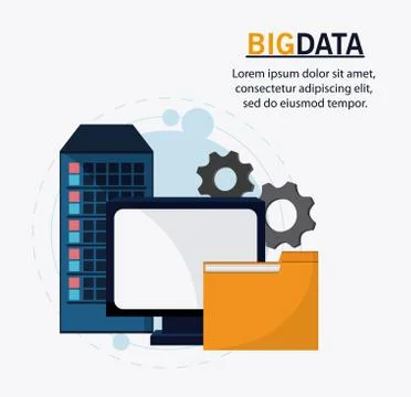 Big data center base and web hosting icon set Illustrazione stock