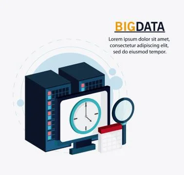 Big data center base and web hosting icon set Stock Illustration