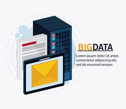 Big data center base and web hosting icon set Illustrazione stock