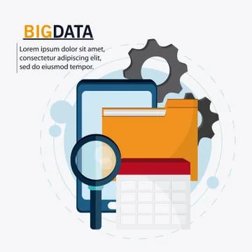 Big data center base and web hosting icon set Illustrazione stock
