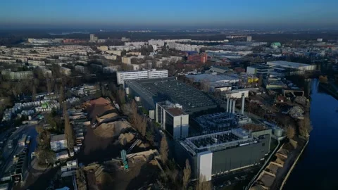 Big data center, cloud computing infrastructure. Amazing aerial view drone Stock Footage 325081338