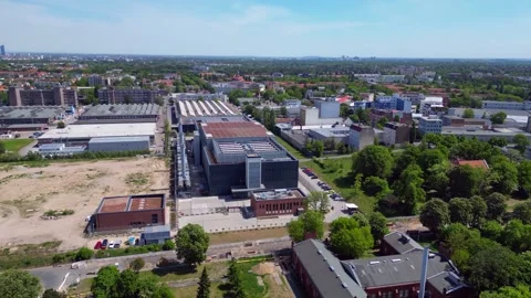 Big Data center cloud storage server Ai farm. Majestic aerial view flight drone Stock Footage 309249403