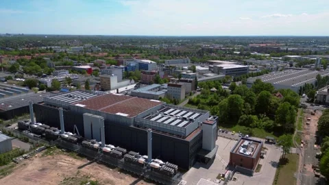 Big Data center cloud storage server Ai farm. Unique aerial view flight drone Video stock 309249609