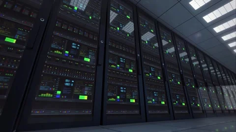 Big Data Center Network Server Room Server Racks Stock Footage 241635775
