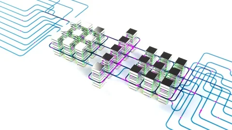 Big data center servers rack AI learning education able to loop endless Stock Footage 310537456