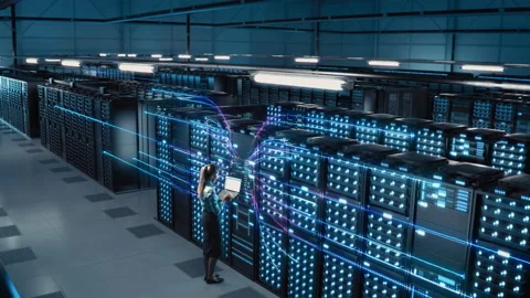 Big Data Center Specialist Laptop Stock Footage 167235448