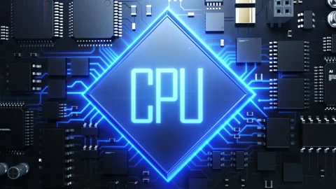 Big Data. The chip with the CPU inscription on the chip cover. dynamic animat Stock Footage 224017995