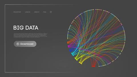 Big Data Circle blockchain technology background. Neural network digital Stock Illustration