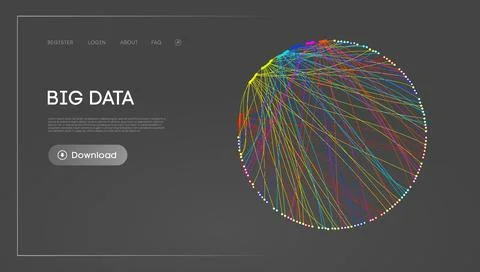 Big Data Circle blockchain technology background. Neural network digital Illustrazione stock