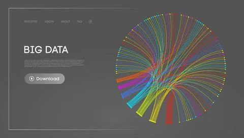 Big Data Circle blockchain technology background. Neural network digital Stock Illustration