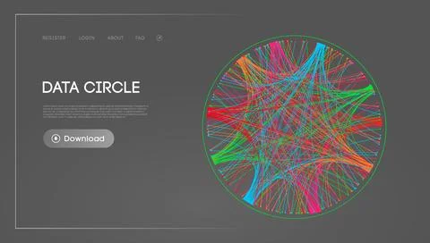 Big Data Circle blockchain technology background. Neural network digital Stock Illustration