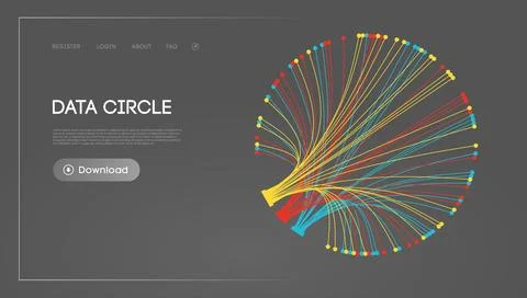 Big Data Circle blockchain technology background. Neural network digital Stock Illustration