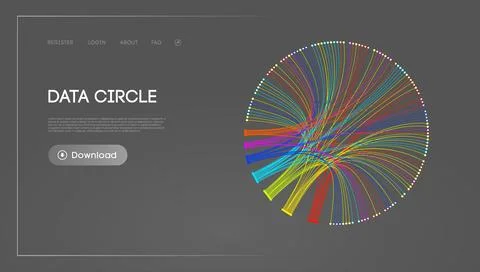 Big Data Circle blockchain technology background. Neural network digital Stock Illustration