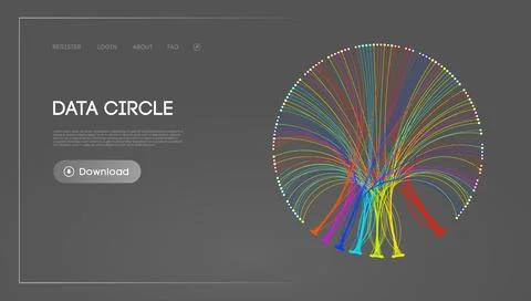Big Data Circle blockchain technology background. Neural network digital Stock Illustration