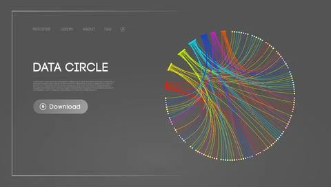 Big Data Circle blockchain technology background. Neural network digital Stock Illustration