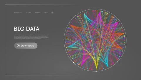 Big Data Circle blockchain technology background. Neural network digital Stock Illustration