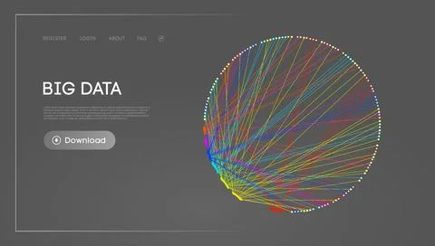 Big Data Circle blockchain technology background. Neural network digital Stock Illustration