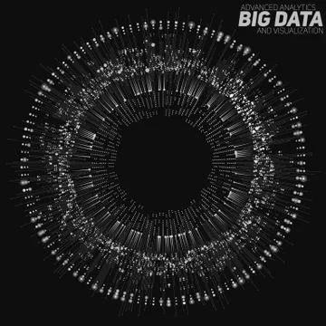Big data circular grayscale visualization. Futuristic infographic. Informatio Stock Illustration