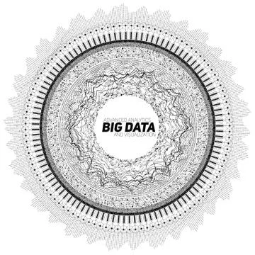 Big data circular grayscale visualization. Futuristic infographic. Informatio Stock Illustration