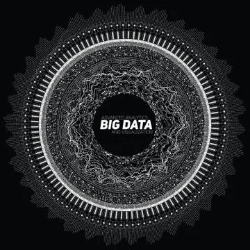 Big data circular grayscale visualization. Futuristic infographic. Informatio Stock Illustration