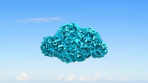 Big data cloud computing, 3D characters in cloud shape Stock Footage 114219952