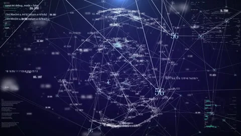 Big data cloud computing 5g network digital node mobile Internet connection Stock Footage 155870531