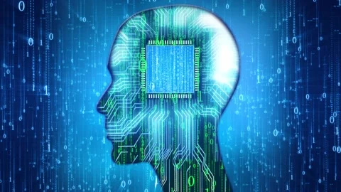 Big data cloud computing AI Artificial Intelligence CPU brain chip circuit b Stock Footage 147633671