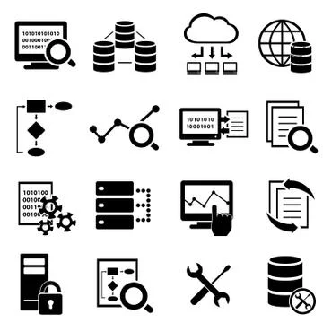 Big data, cloud computing and technology icons Stock Illustration