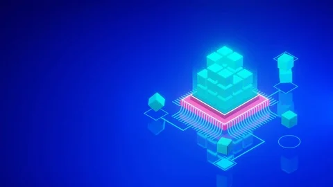 Big data cloud computing artificial intelligence cube processing on cpu chipset Stock Footage 112072933