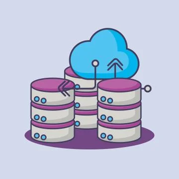 Big data cloud computing database server innovation Stock Illustration