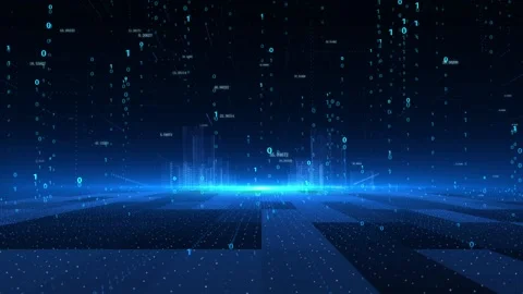 Big data cloud computing Internet digital science fiction holographic City Stock Footage 136668842