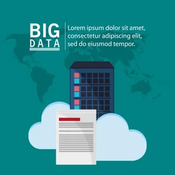 Big data cloud information document Stock Illustration