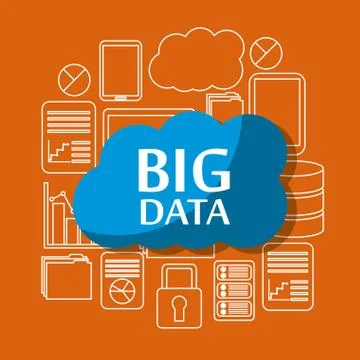 Big data cloud security file storage information server center Stock Illustration