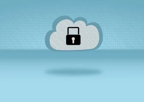 Big data cloud security symbolized with black lock Illustrazione stock