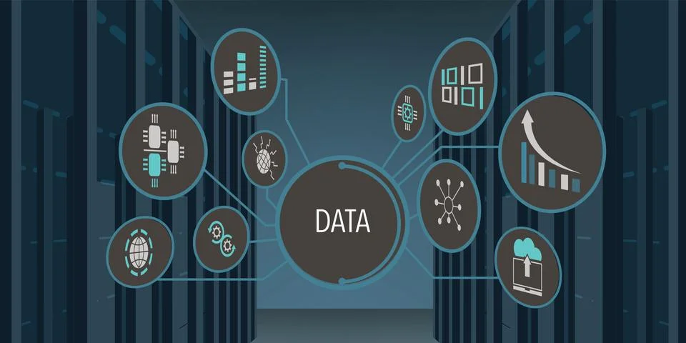 Big data Cloud storage technology Stock Illustration