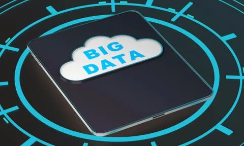 Big data cloud on tablet 스톡 일러스트