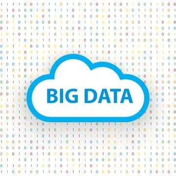 Big data cloud on the technological background. Illustrazione stock