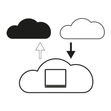 Big data Clouds are exchanged Vector black icon on white background. Stock Illustration