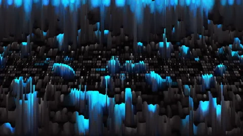 Big data coding blue neon grid numbers artificial intelligence computing Stock Footage 196181569