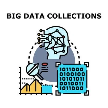 Big data collecting and processing concept illustration Stock Illustration