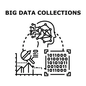 Big data collecting and processing concept illustration Stock Illustration