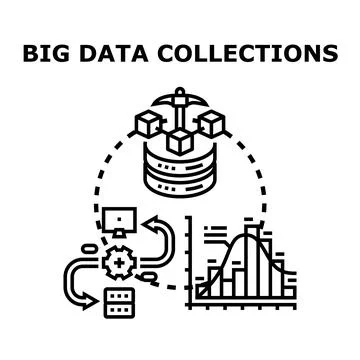 Big data collections mining processing analysis Illustrazione stock