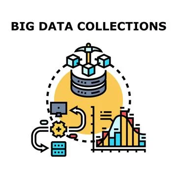 Big data collections mining processing analysis Stock Illustration