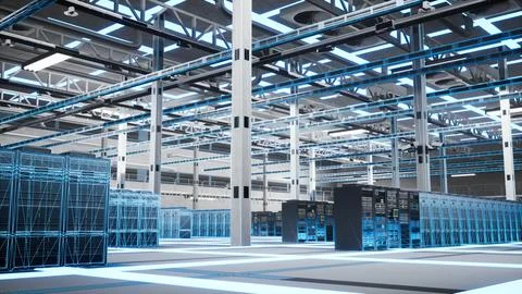 Big data, complex calculations and database servers in server farm Stock Photos