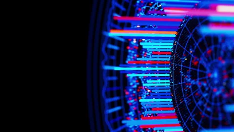 Big Data complex round graph animation. Quantum computing universe. Cyber space Stock Footage 320560852