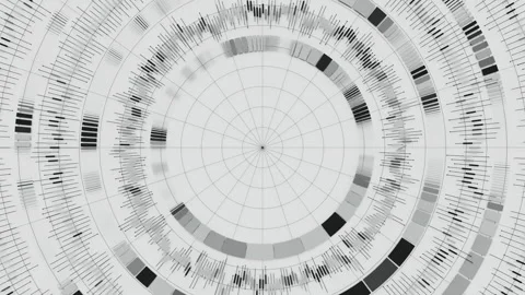 Big Data complex round graph animation. Top view on quantum computing universe Stock Footage 320615201