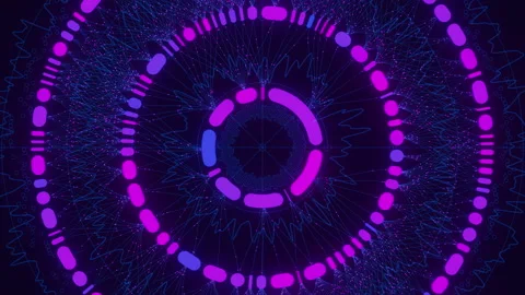 Big Data complex round graph animation. Top view on quantum computing universe Stock Footage 329379933