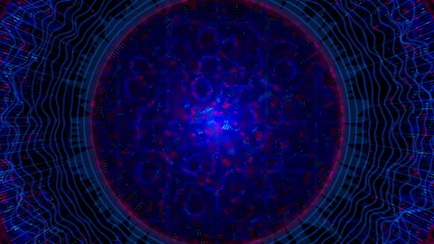 Big Data complex round graph animation. Top view on quantum computing universe Stock Footage 330176919