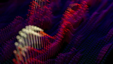 Big Data complex wave graph animation. Quantum computing. Cyber space of AI Stock Footage 303915618
