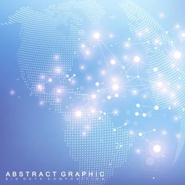 Big data complex world globe. Graphic abstract background communication Stock Illustration